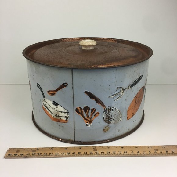 Weibro Chicago USA Lid Only Cake Cover Retro Rustic Decor Copper White READ - Picture 4 of 12